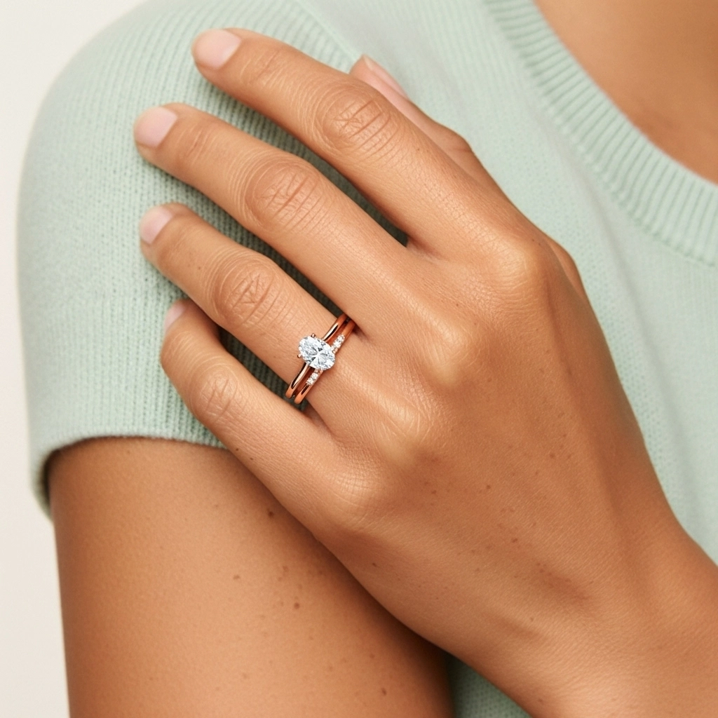 18K Rose Gold Moissanite Bridal Set