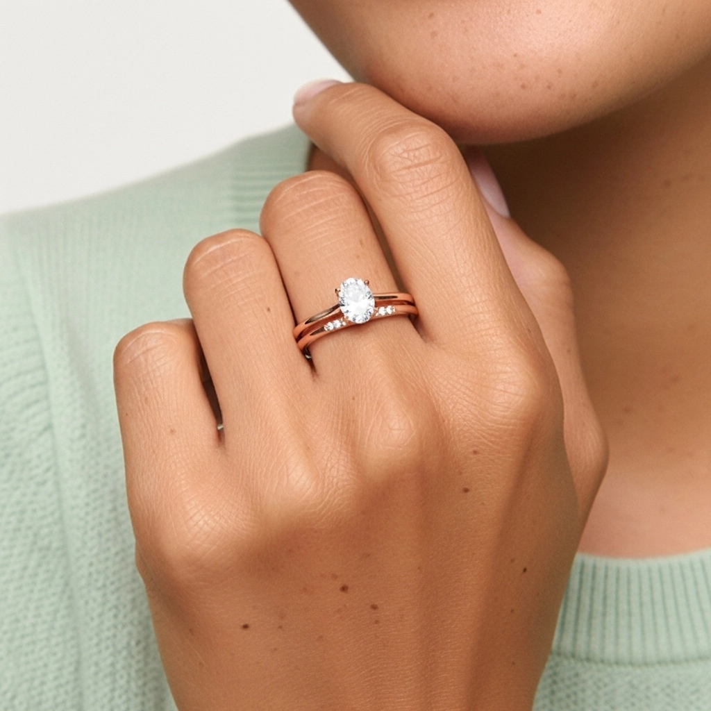 18K Rose Gold Moissanite Bridal Set