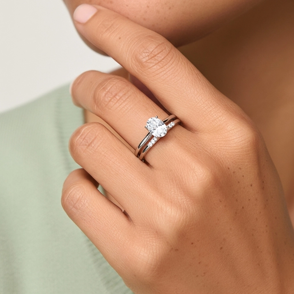 Plata esterlina 925 Moissanita Conjunto Nupcial