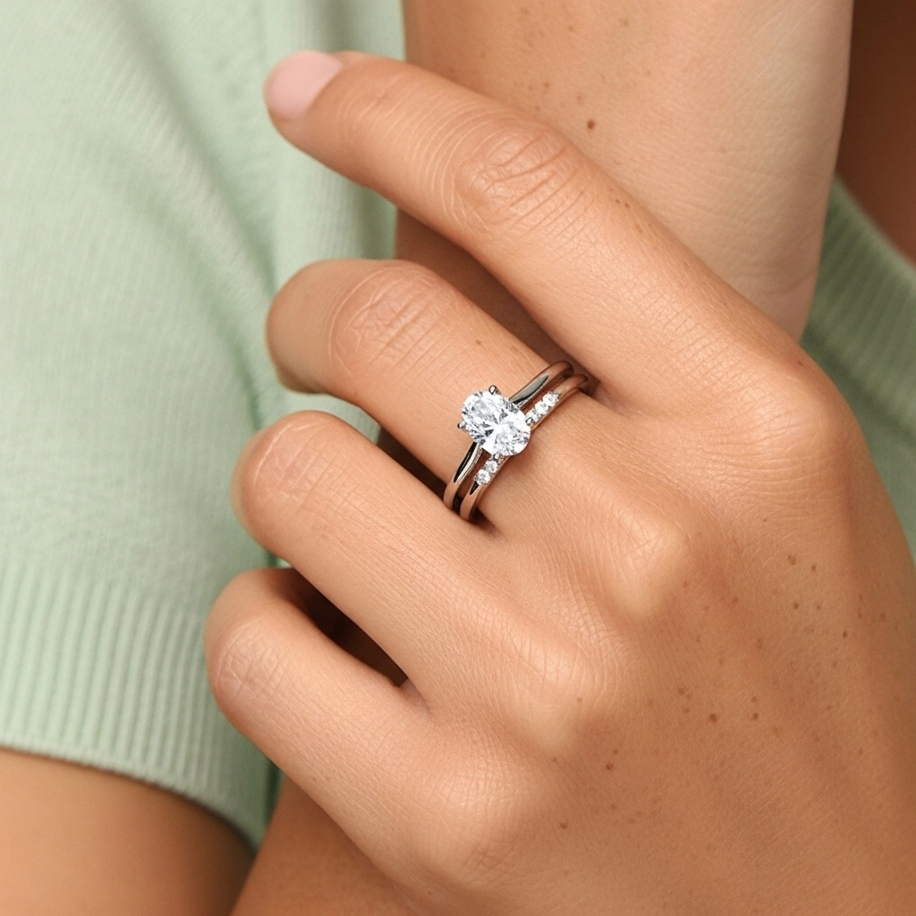 Plata esterlina 925 Moissanita Conjunto Nupcial