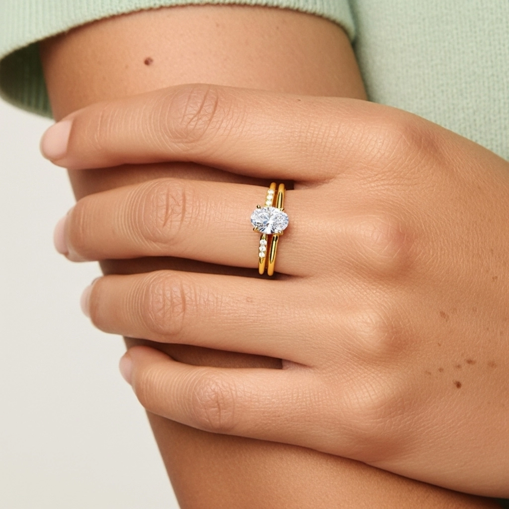 925 Sterling Silver Moissanite Bridal Set