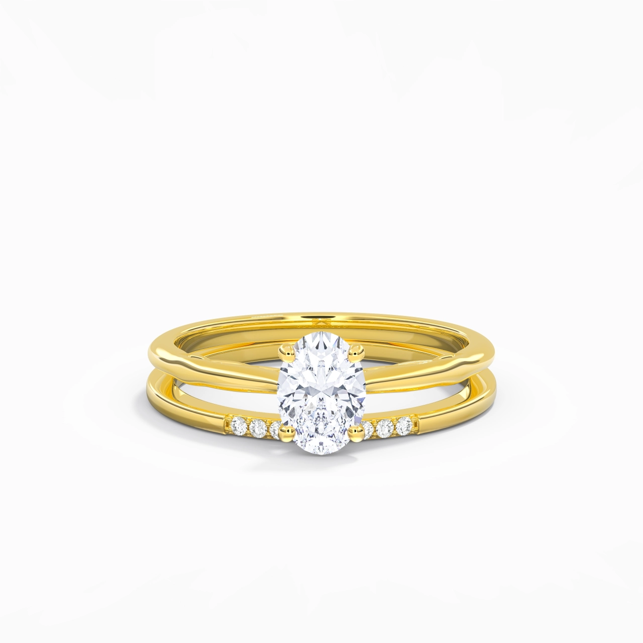 Or 18 carats Moissanite Ensemble nuptial