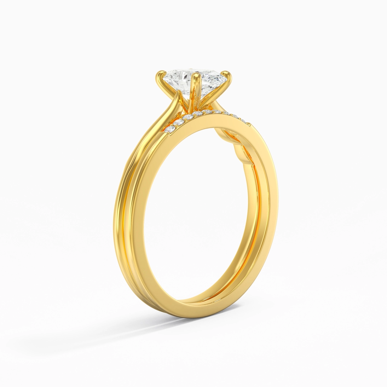 Or 18 carats Moissanite Ensemble nuptial