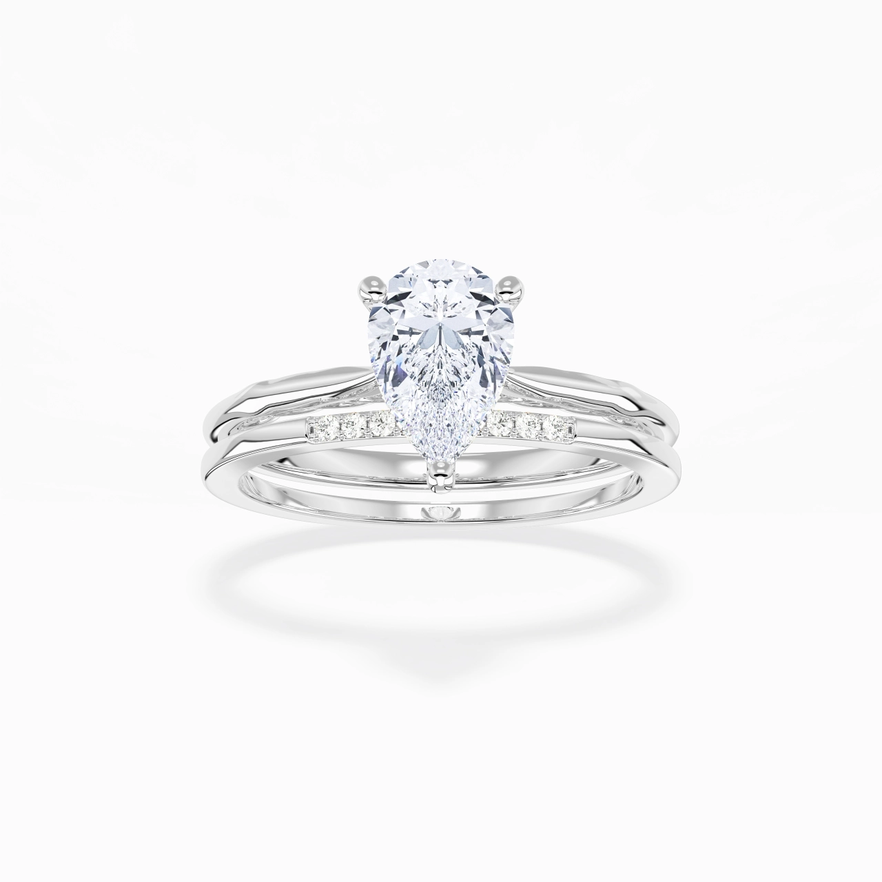 Or blanc 14 carats Moissanite Ensemble nuptial