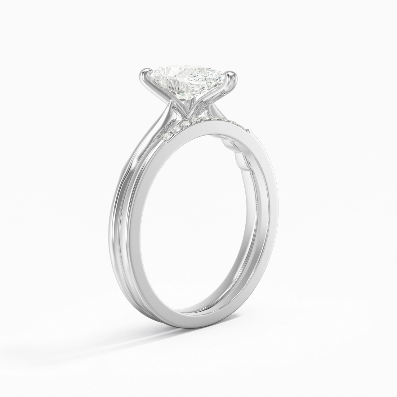 Or blanc 14 carats Moissanite Ensemble nuptial