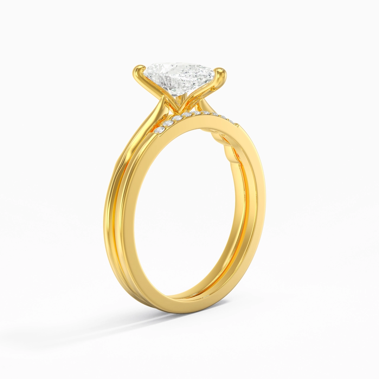 Or 18 carats Moissanite Ensemble nuptial