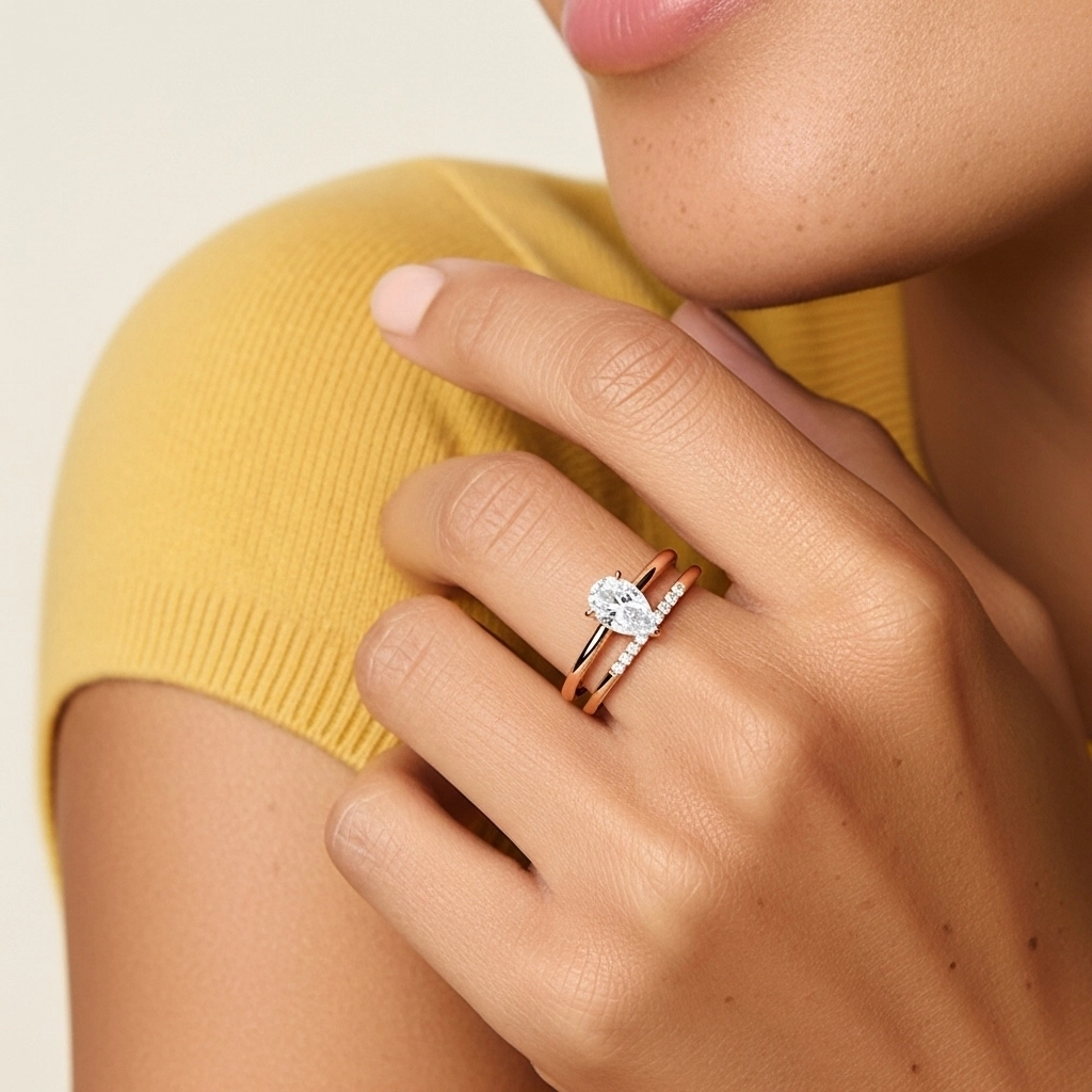 18K Rose Gold Moissanite Bridal Set