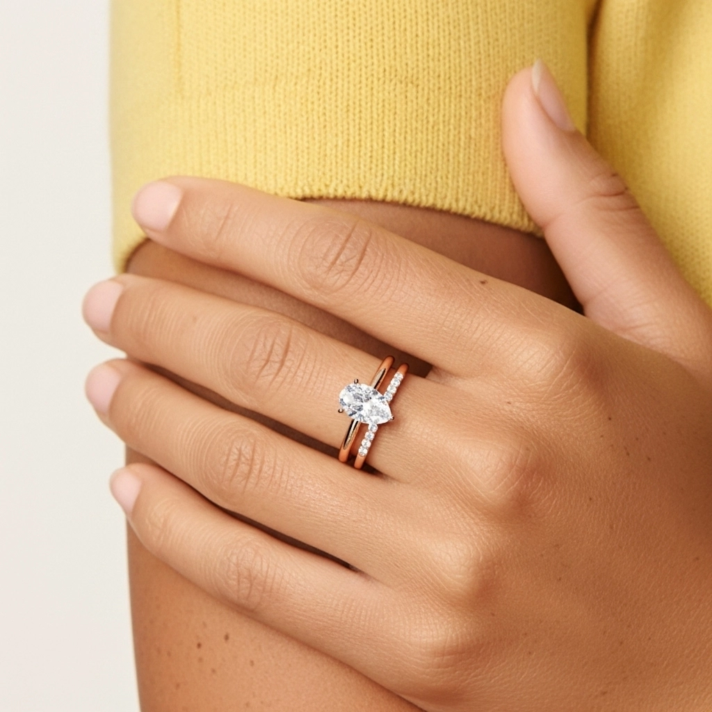 18K Rose Gold Moissanite Bridal Set