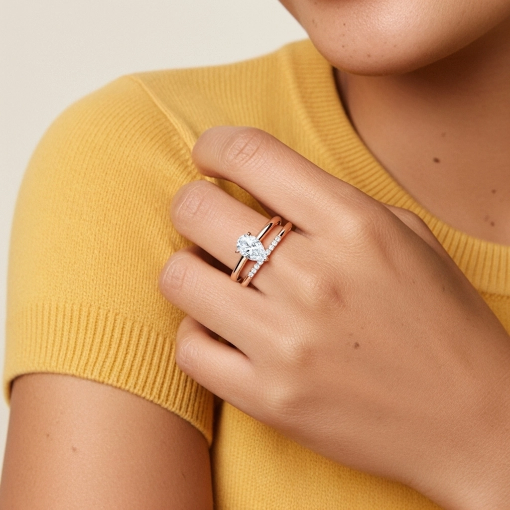 18K Rose Gold Moissanite Bridal Set