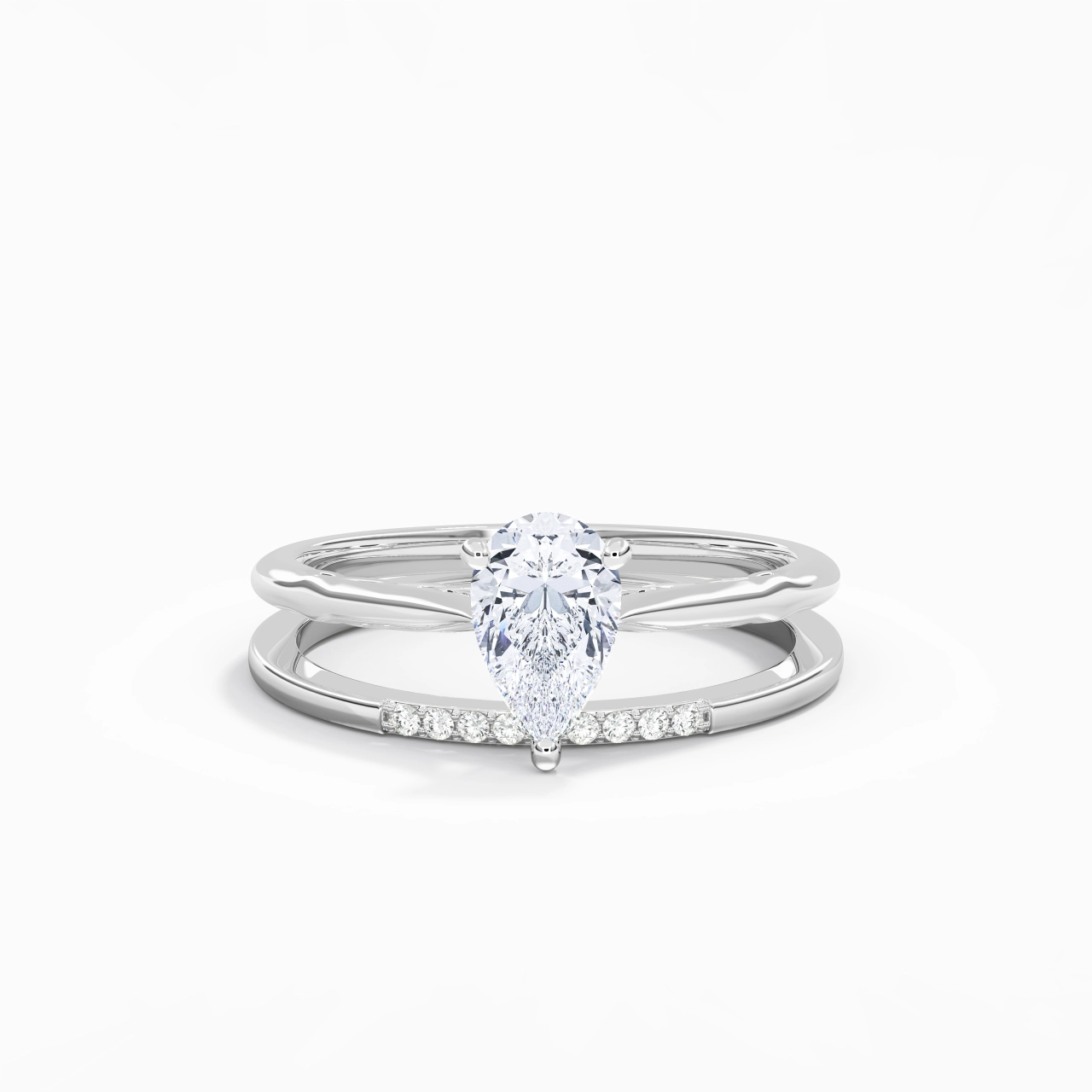 Or blanc 14 carats Moissanite Ensemble nuptial