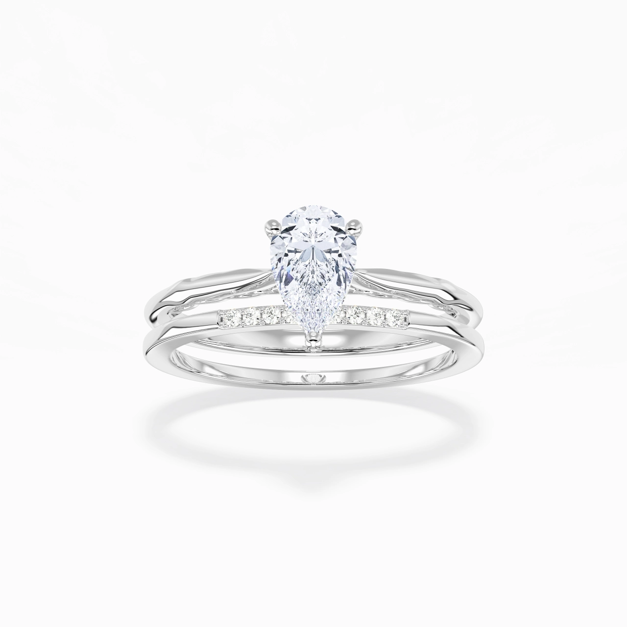 Or blanc 14 carats Moissanite Ensemble nuptial