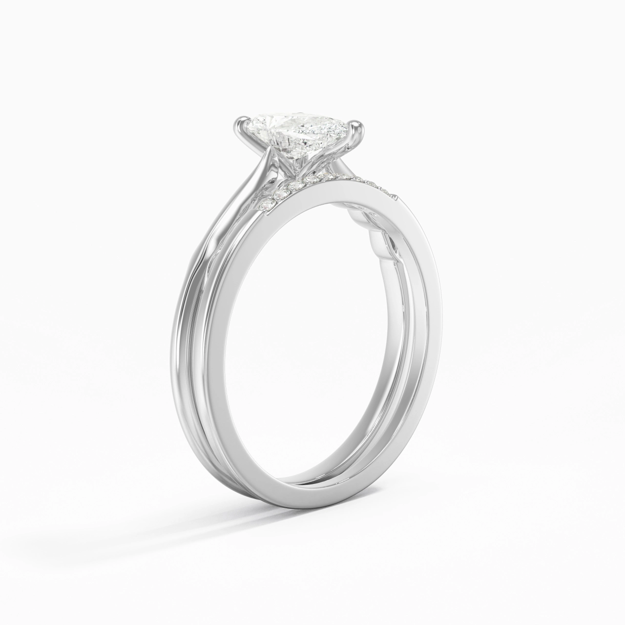 Or blanc 14 carats Moissanite Ensemble nuptial