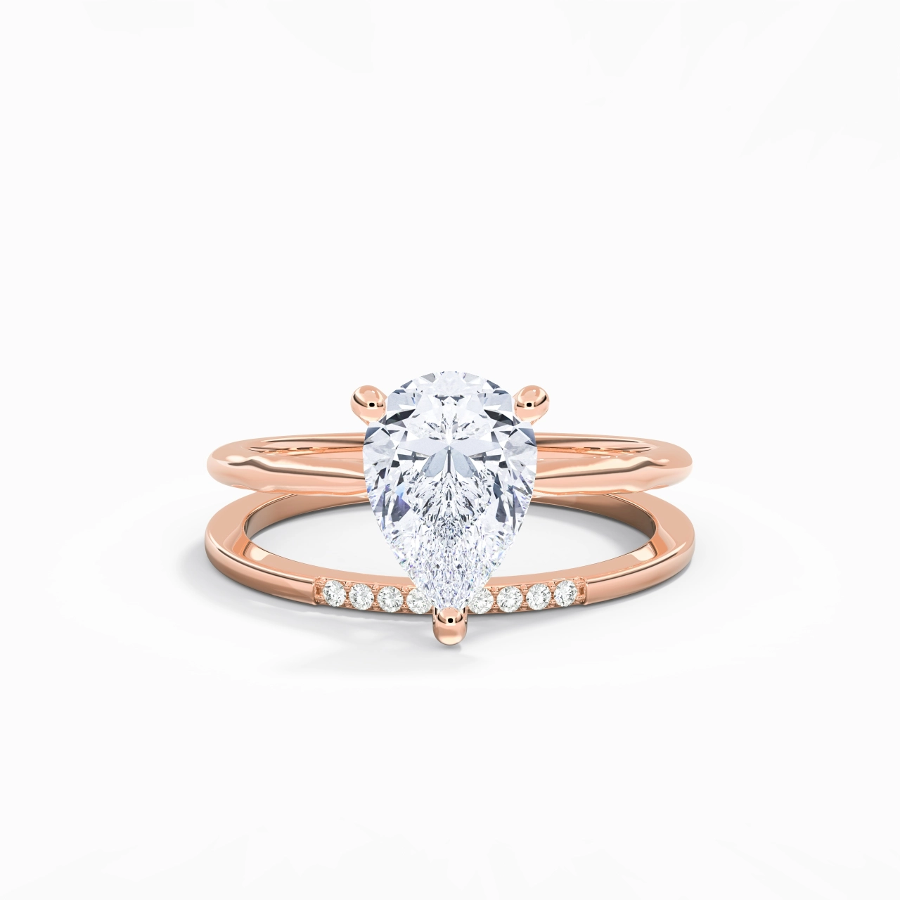 Or rose 18 carats Moissanite Ensemble nuptial
