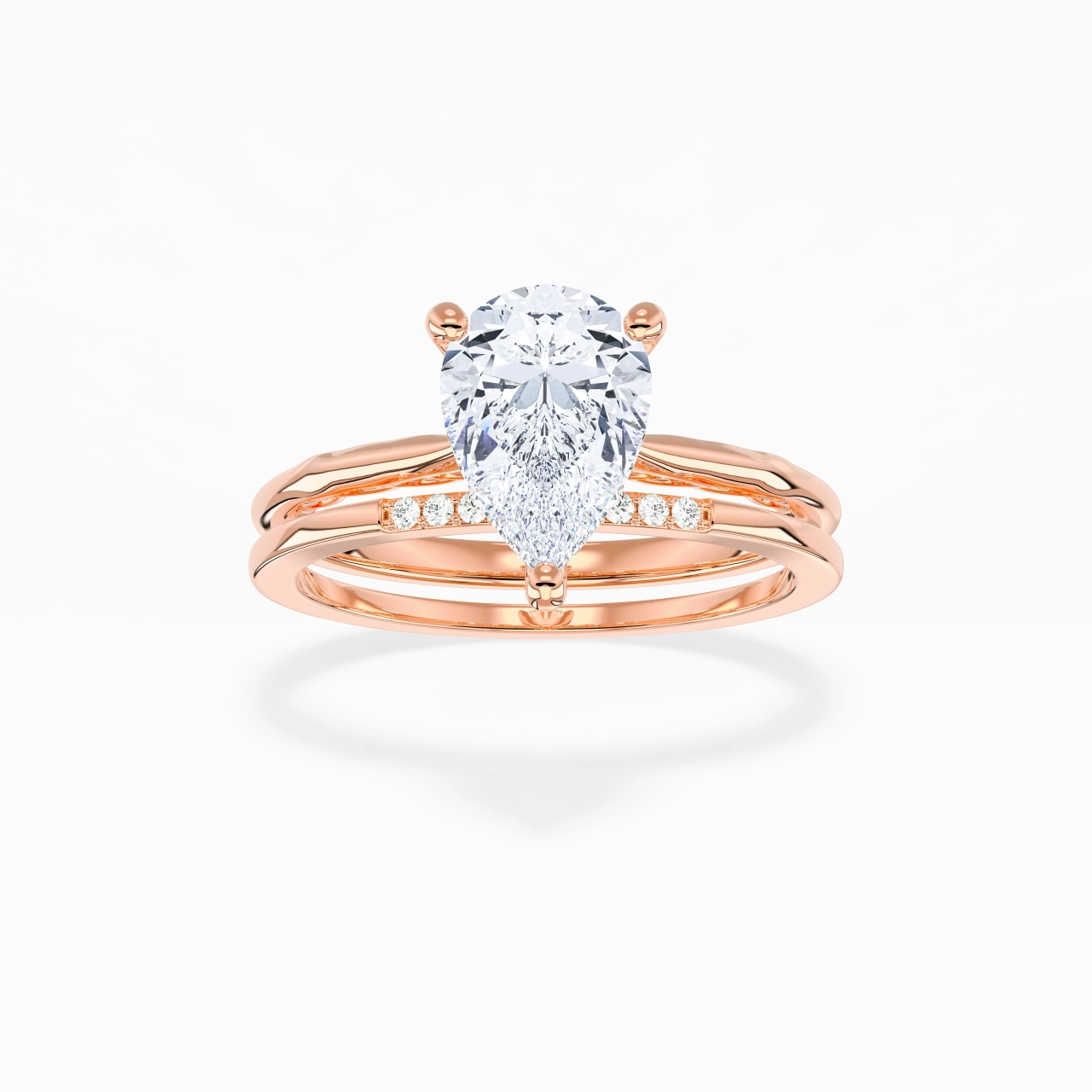 Or rose 18 carats Moissanite Ensemble nuptial
