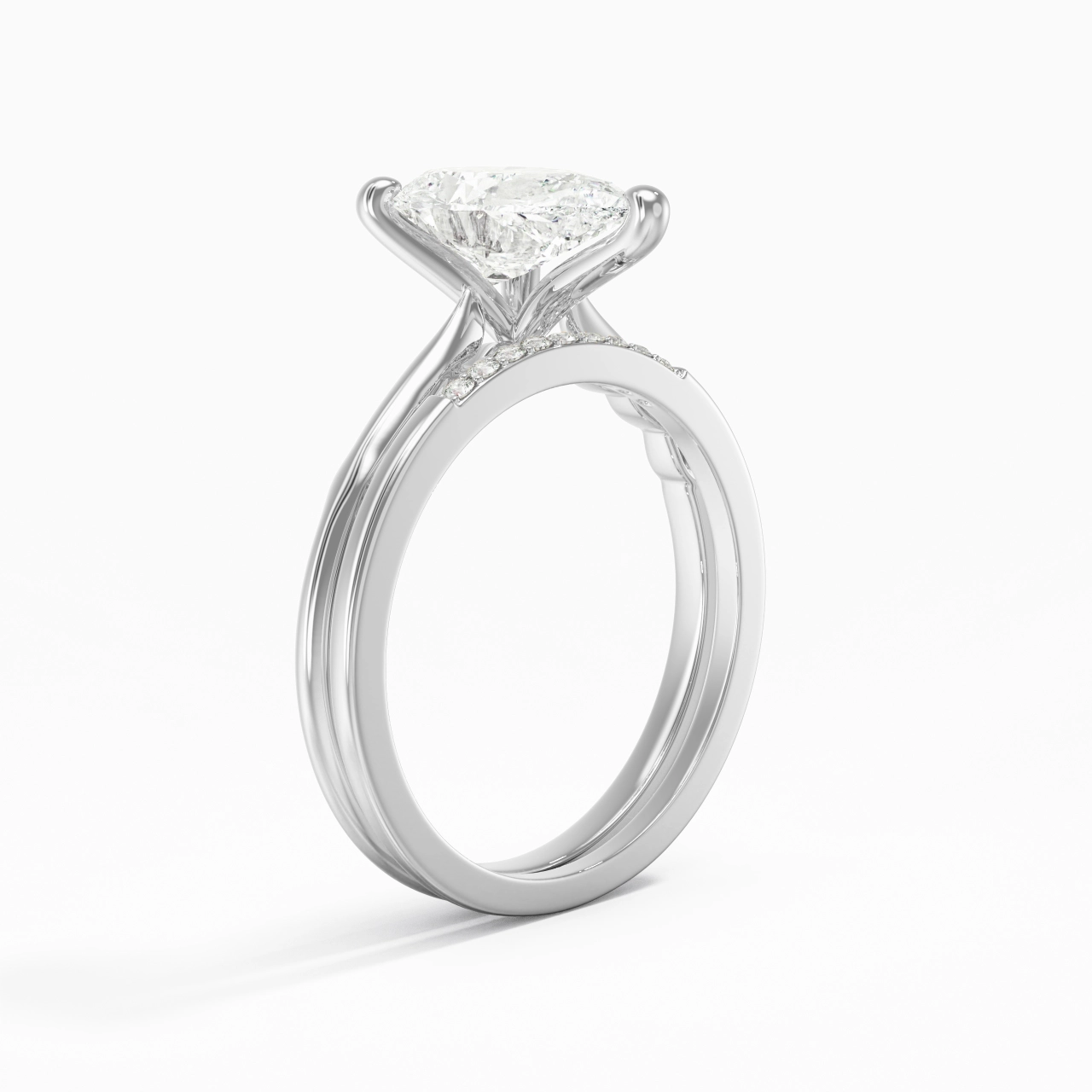 14K White Gold Moissanite Bridal Set