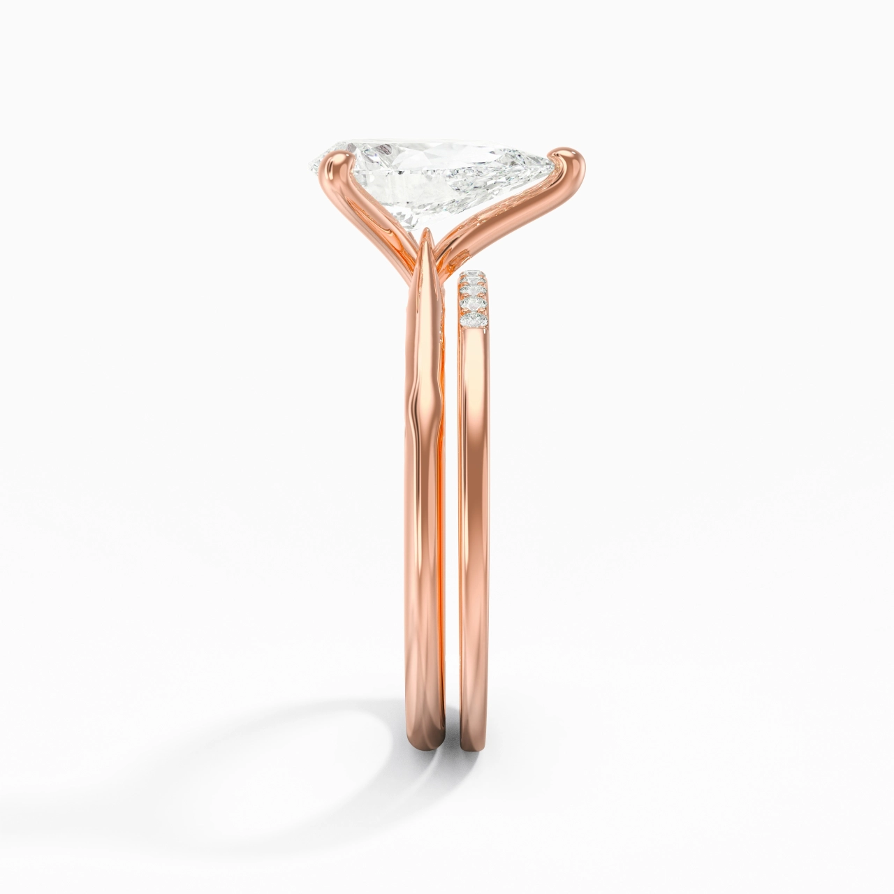 Or rose 18 carats Moissanite Ensemble nuptial