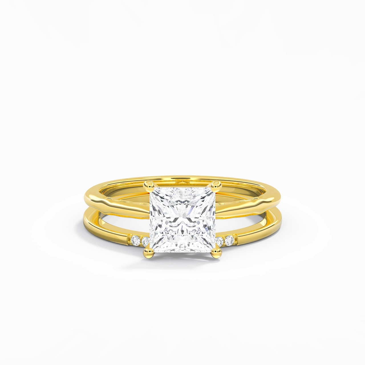 Or 18 carats Moissanite Ensemble nuptial