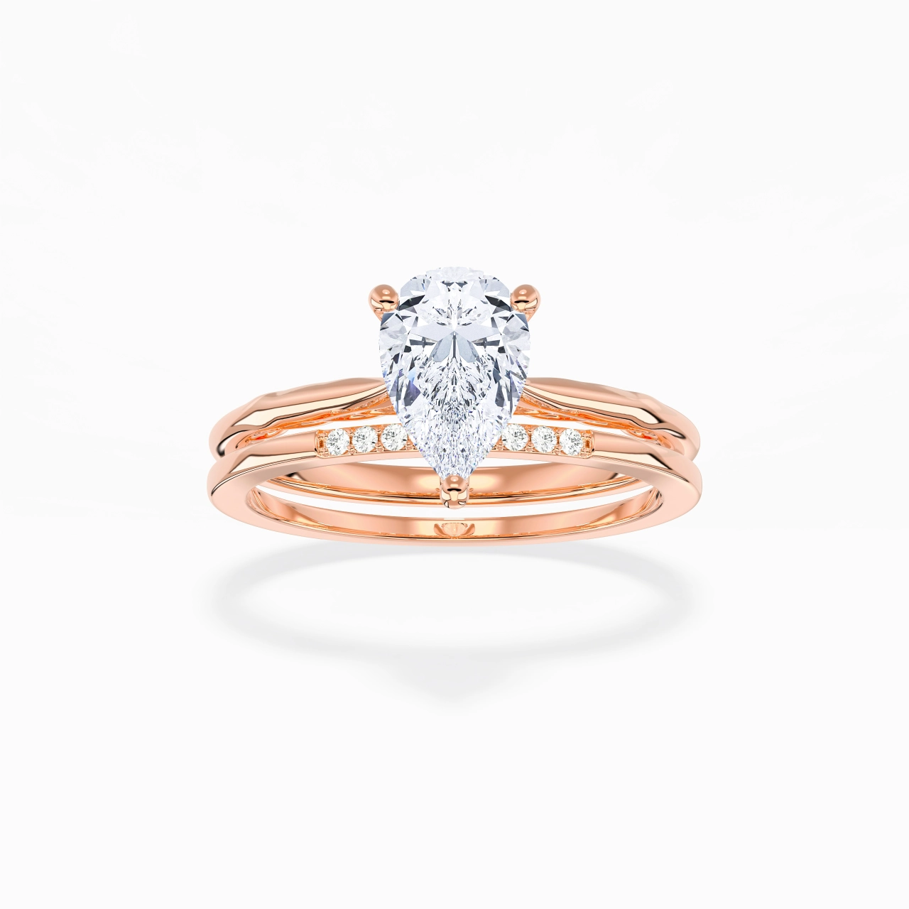 Or rose 18 carats Moissanite Ensemble nuptial