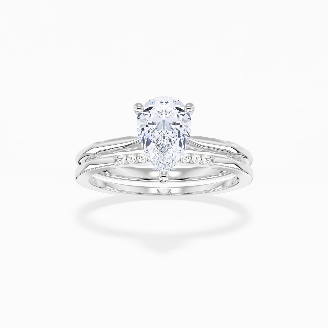 Or blanc 18 carats Moissanite Ensemble nuptial