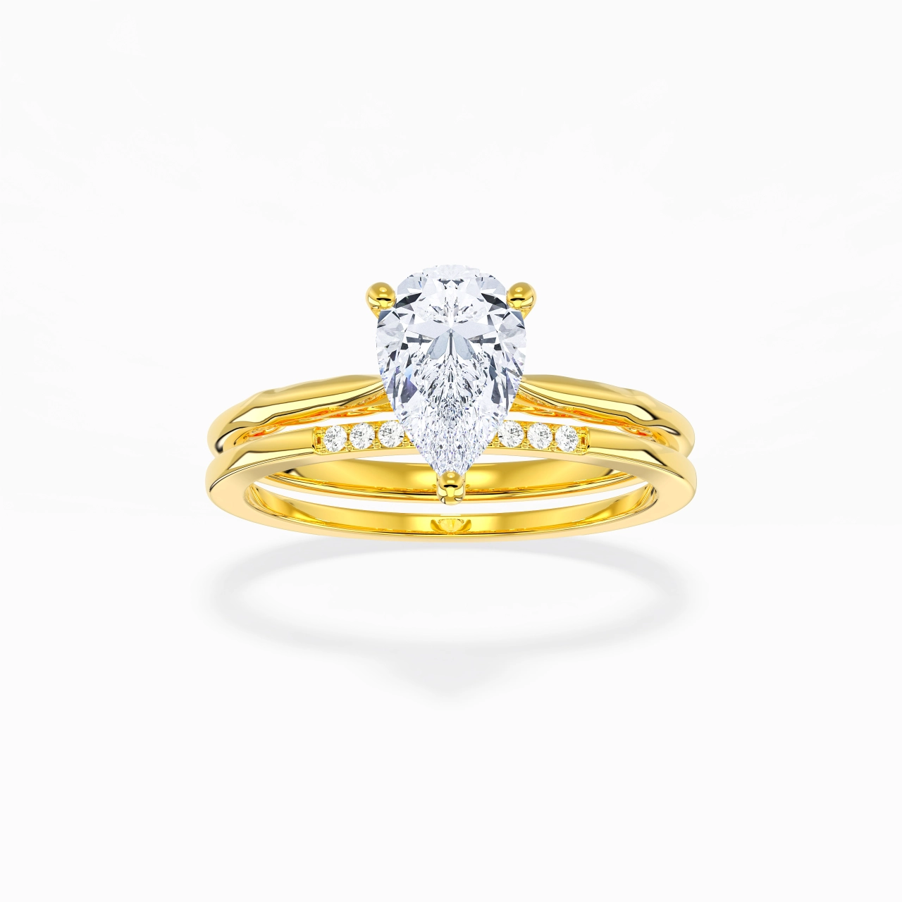Or 18 carats Moissanite Ensemble nuptial