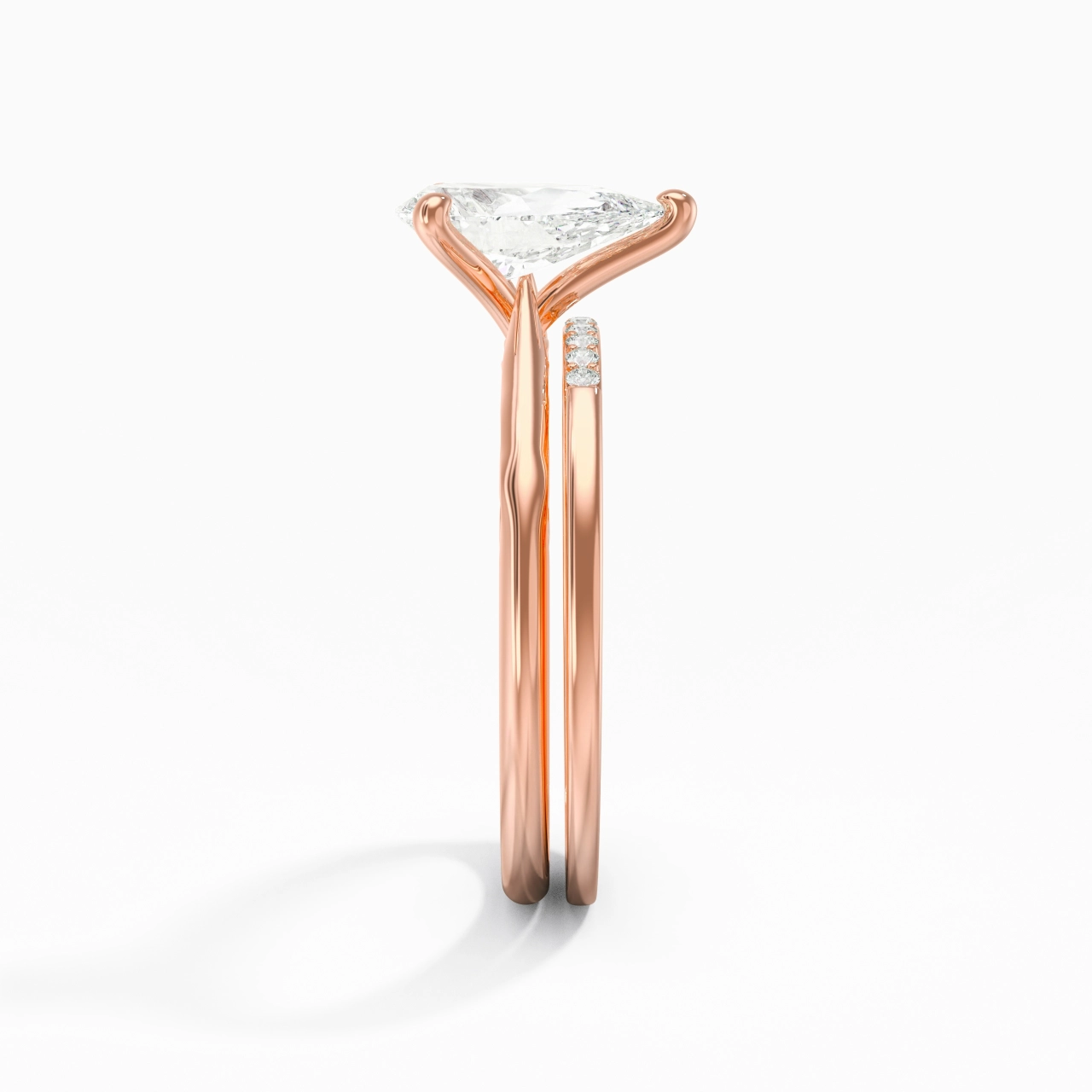 Or rose 18 carats Moissanite Ensemble nuptial