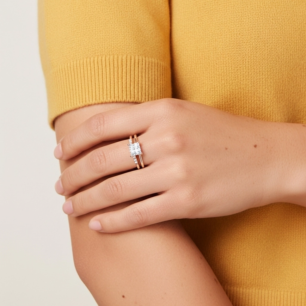 18K Rose Gold Moissanite Bridal Set