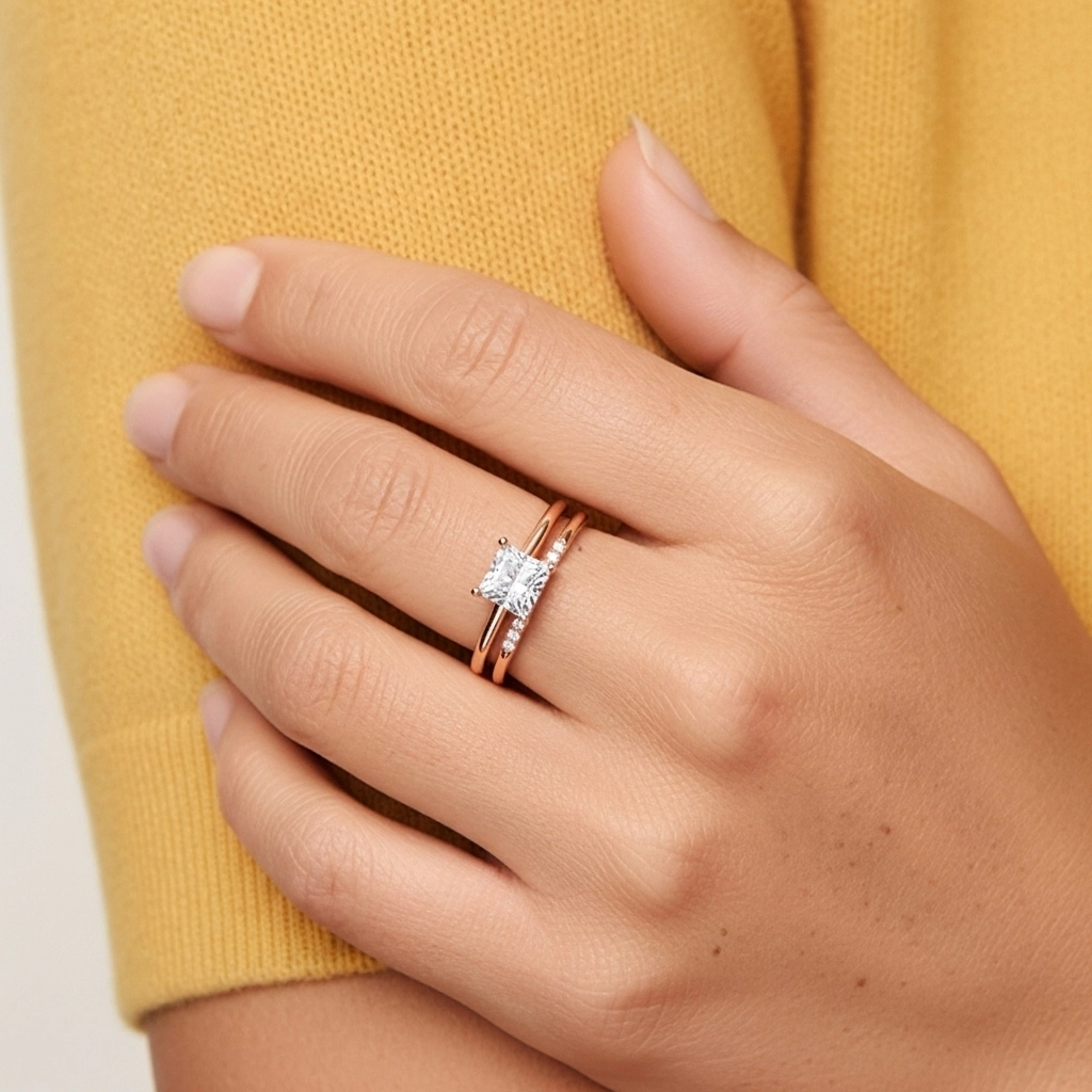 18K Rose Gold Moissanite Bridal Set