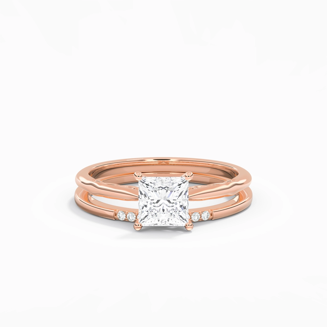 18K Rose Gold Moissanite Bridal Set