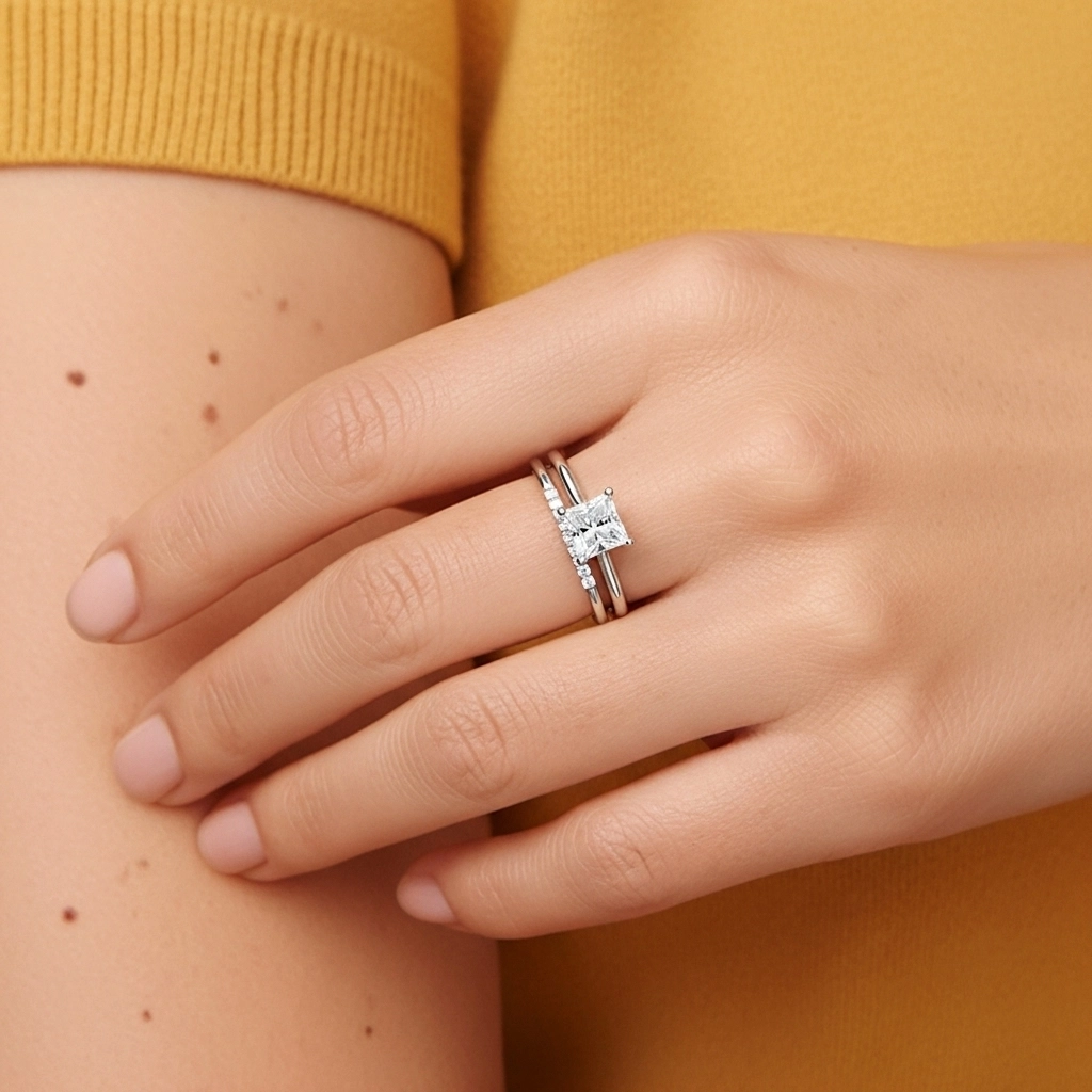 925 Sterling Silver Moissanite Bridal Set