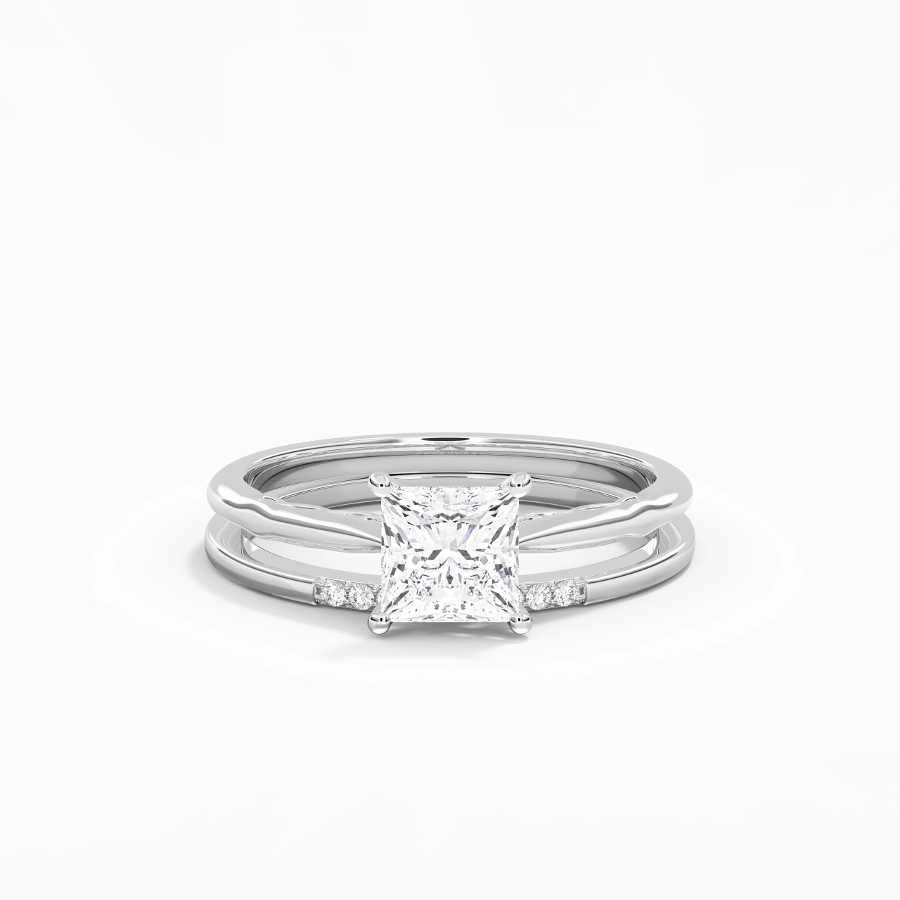 Or blanc 14 carats Moissanite Ensemble nuptial