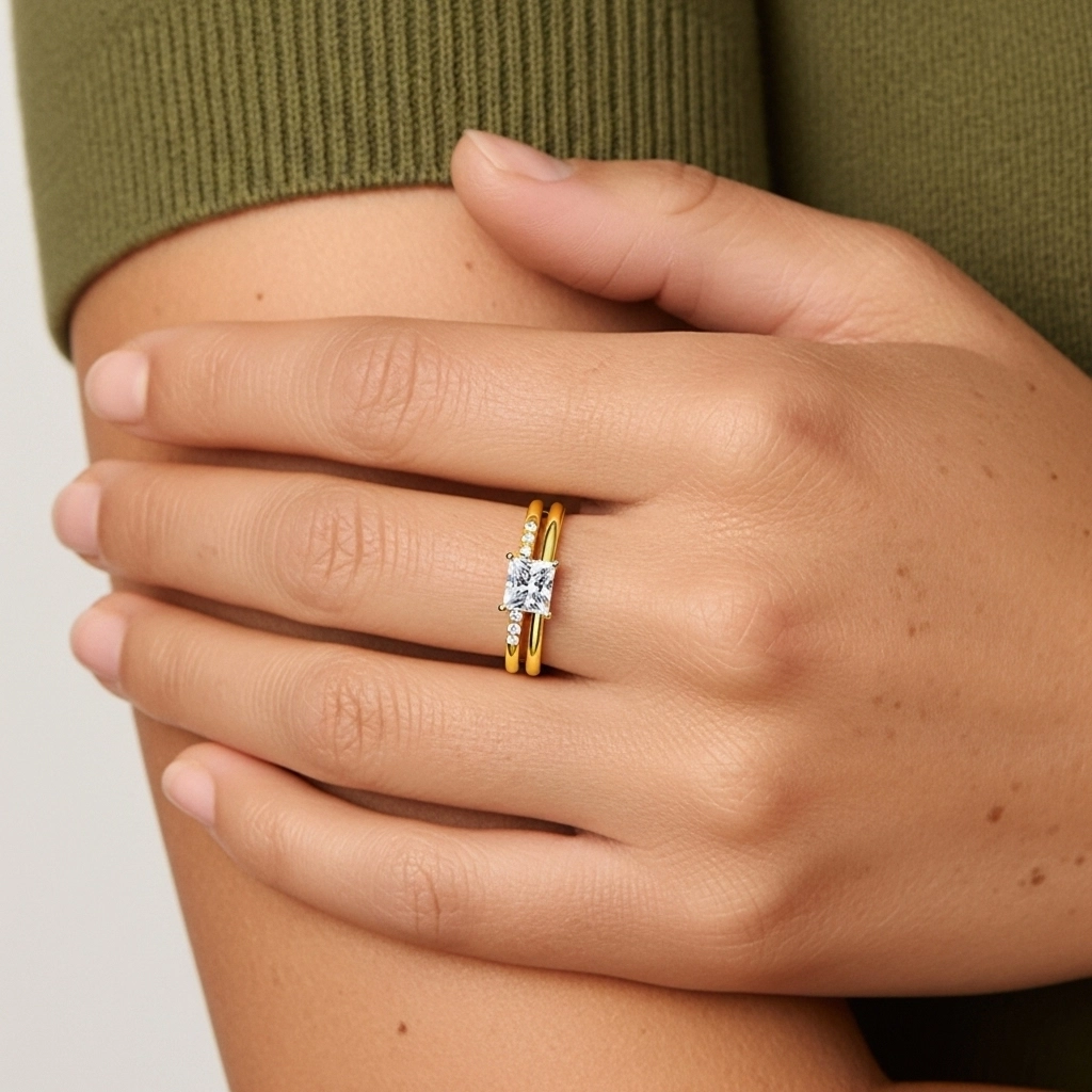 925 Sterling Silver Moissanite Bridal Set