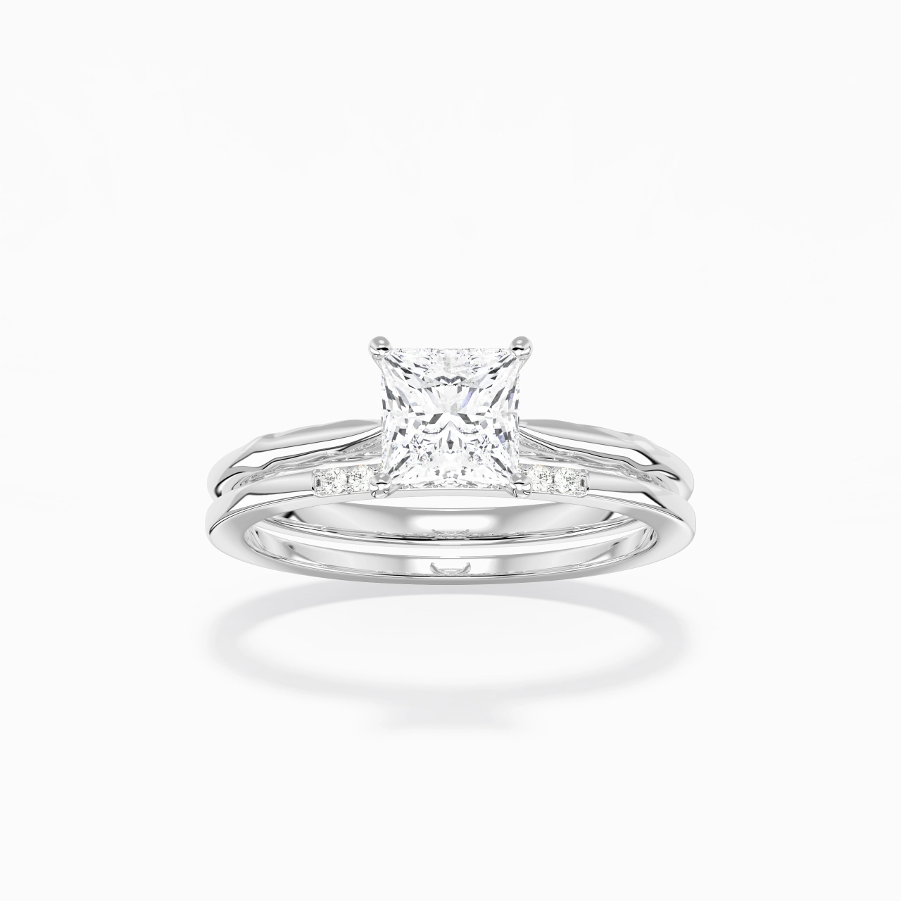 Or blanc 14 carats Moissanite Ensemble nuptial