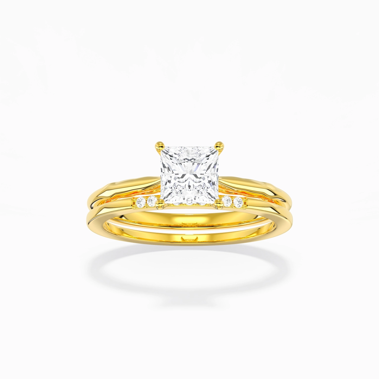 Or 18 carats Moissanite Ensemble nuptial