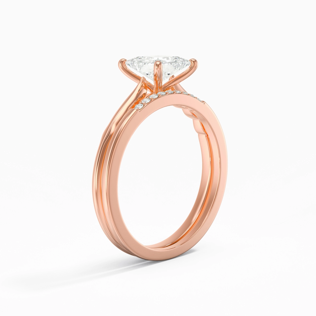18K Rose Gold Moissanite Bridal Set