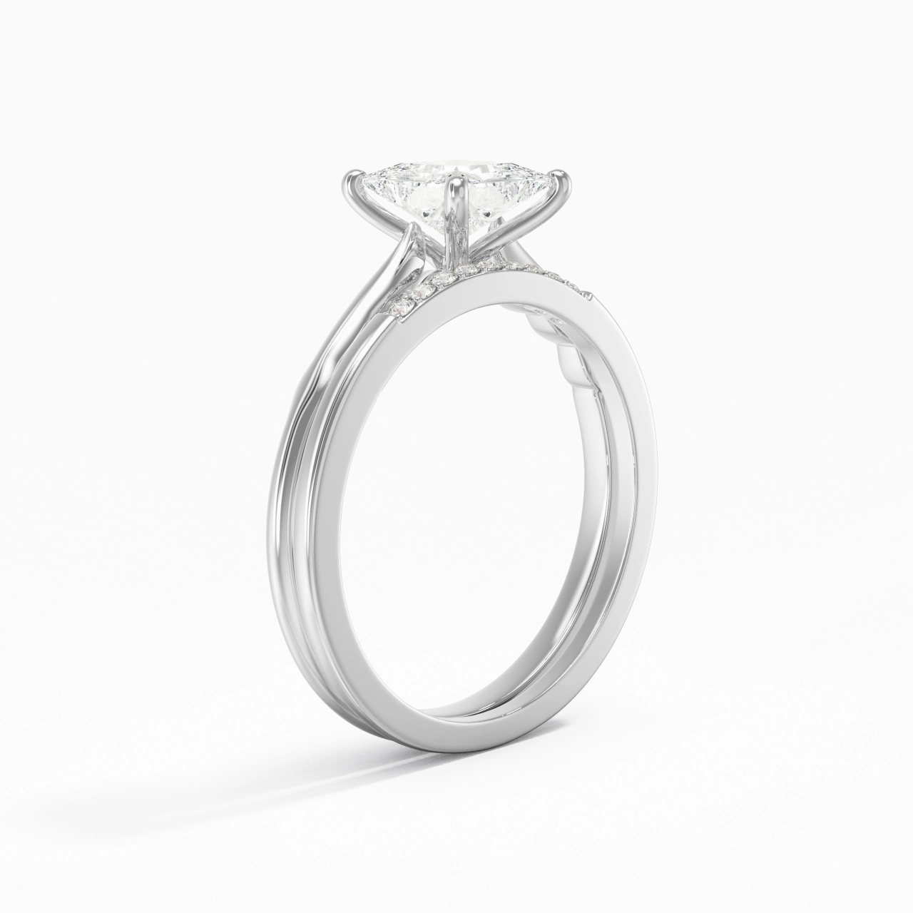 Or blanc 14 carats Moissanite Ensemble nuptial