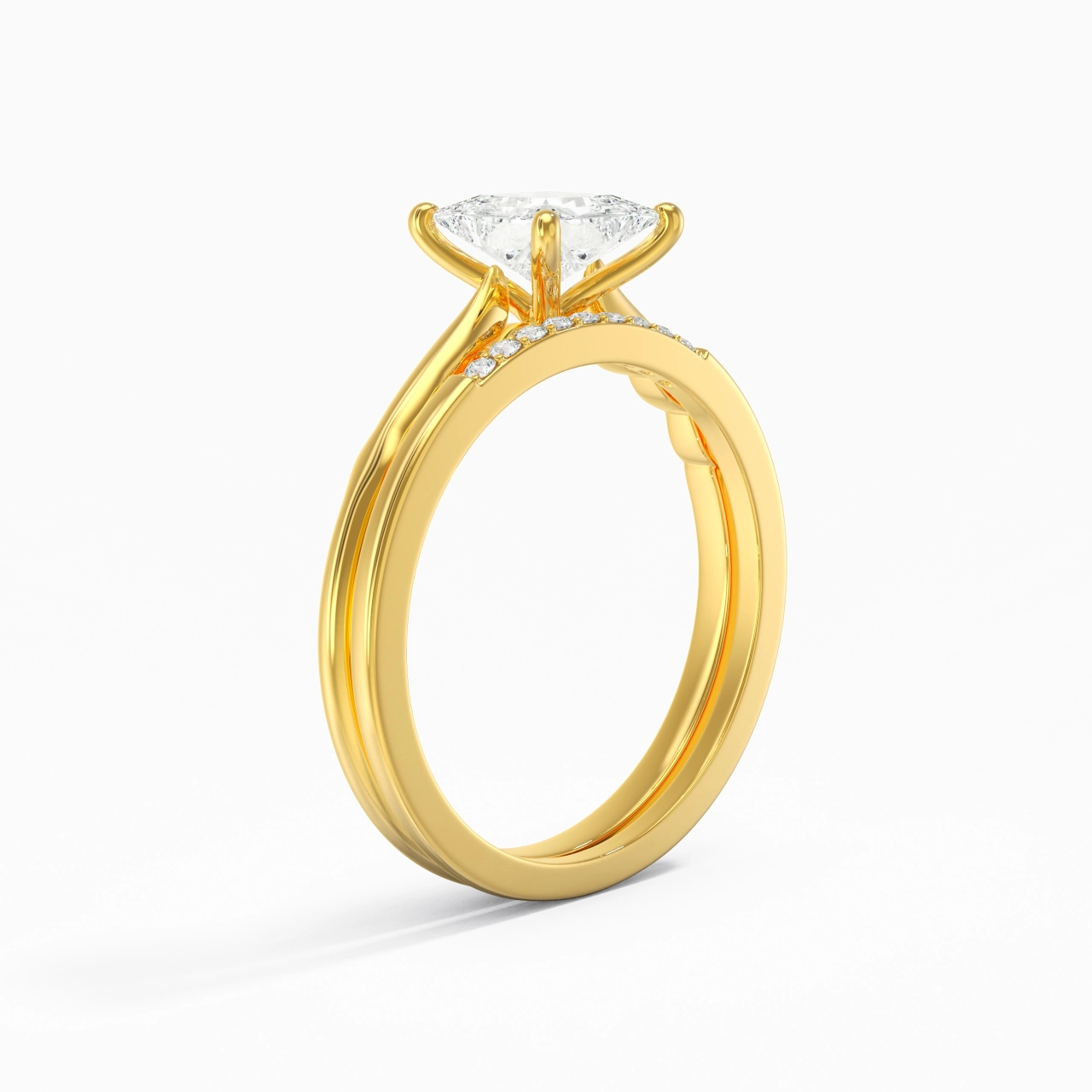 Or 18 carats Moissanite Ensemble nuptial