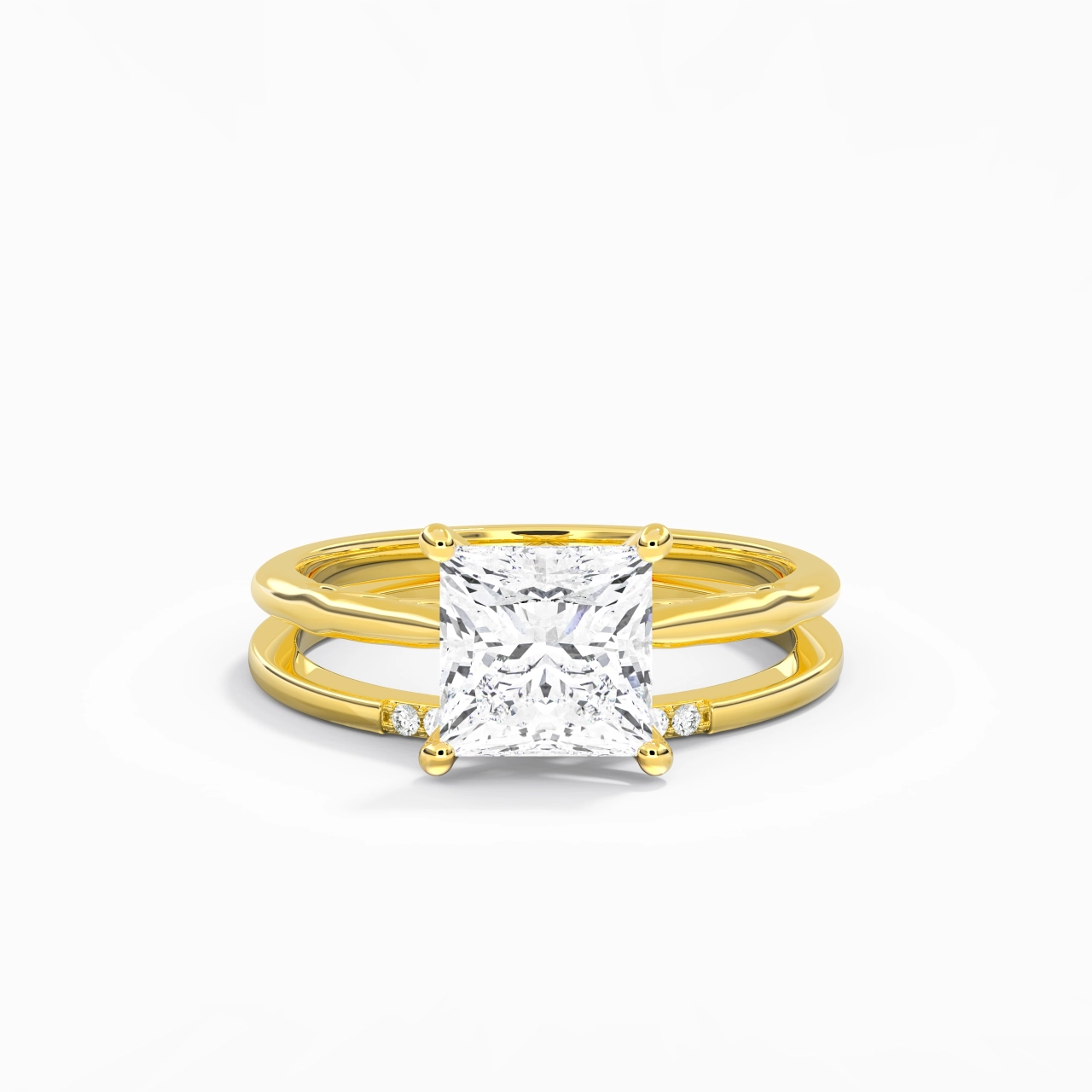 Or 18 carats Moissanite Ensemble nuptial