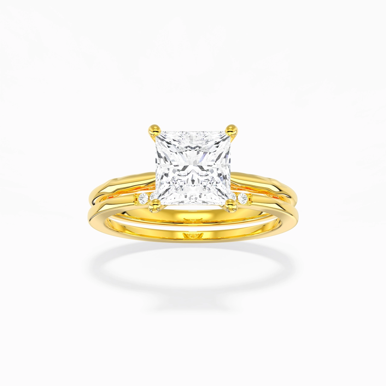 Or 18 carats Moissanite Ensemble nuptial