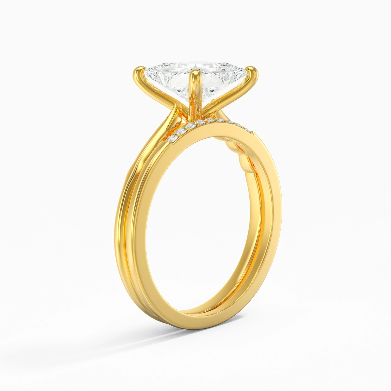 Or 18 carats Moissanite Ensemble nuptial