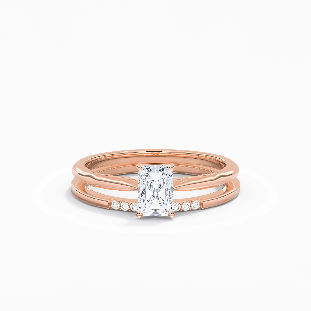 18K Rose Gold Moissanite Bridal Set