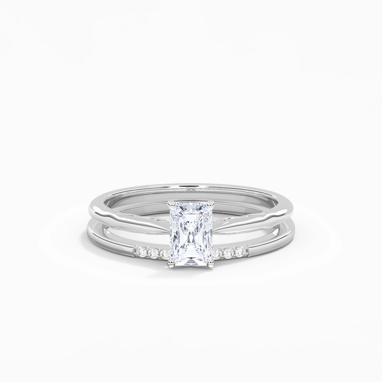 14K White Gold Moissanite Bridal Set