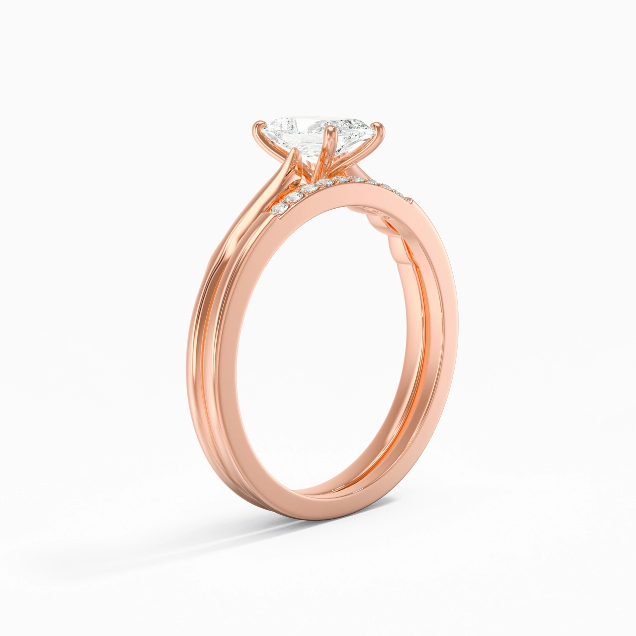 18K Rose Gold Moissanite Bridal Set