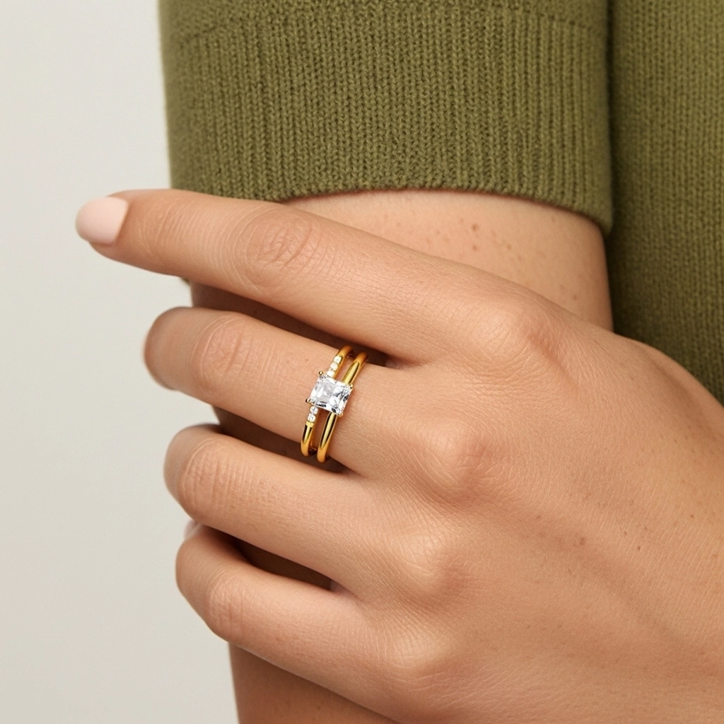 Plata esterlina 925 Moissanita Conjunto Nupcial