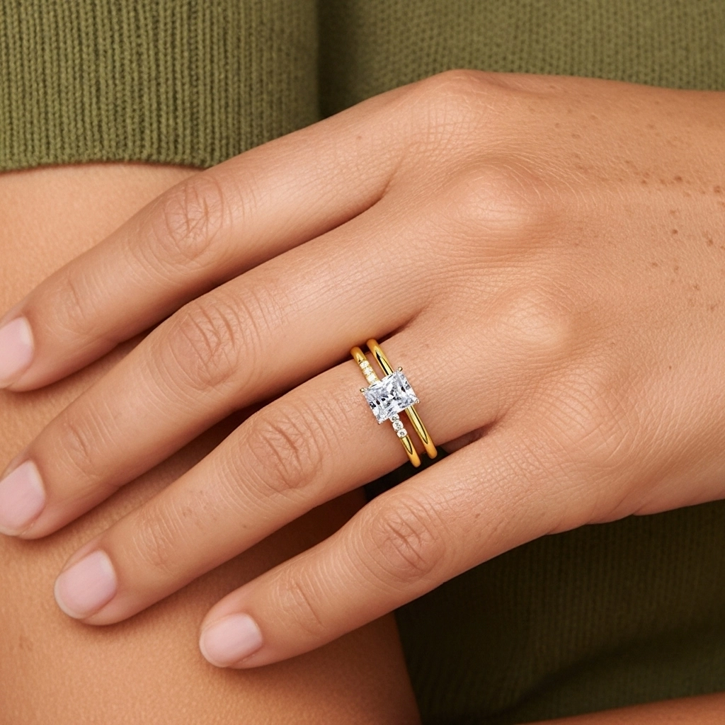 Plata esterlina 925 Moissanita Conjunto Nupcial