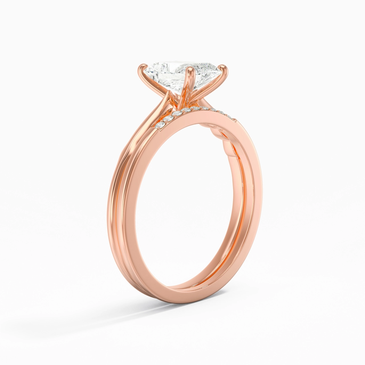 18K Rose Gold Moissanite Bridal Set