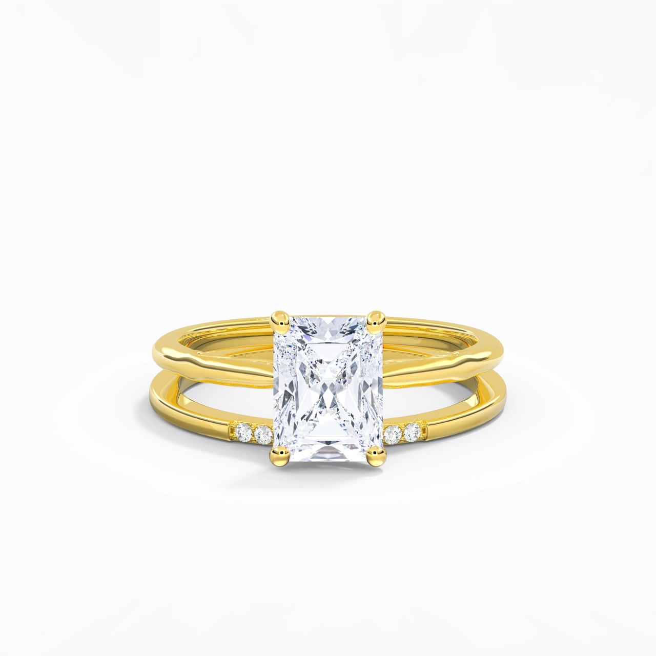Or 18 carats Moissanite Ensemble nuptial