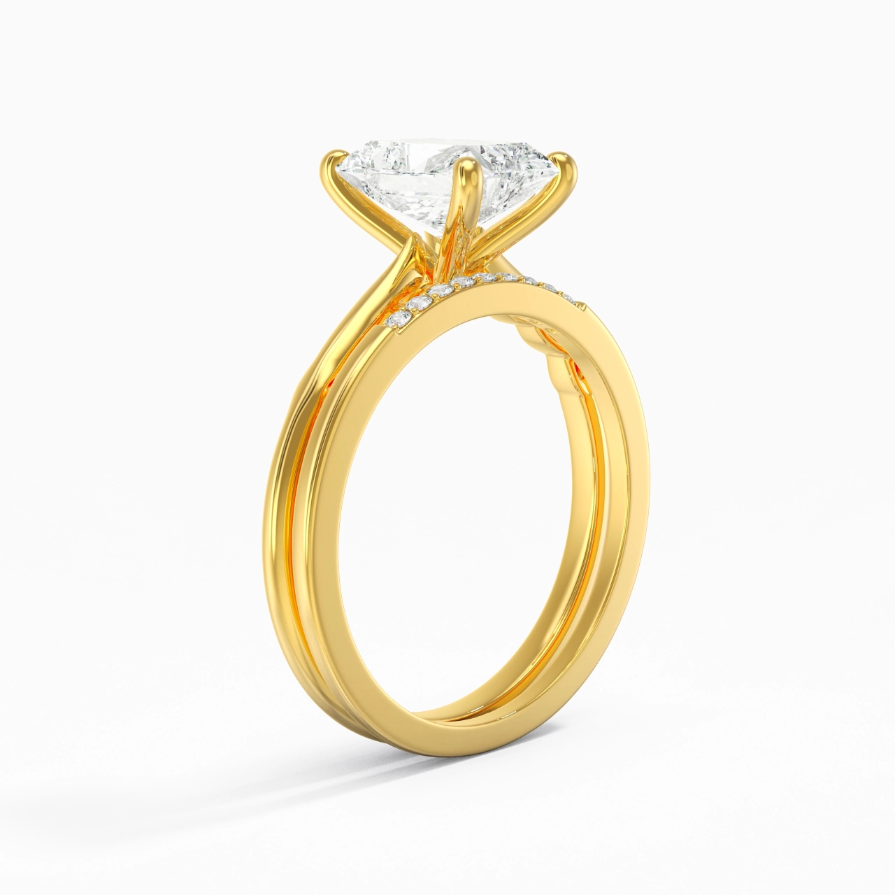 Or 18 carats Moissanite Ensemble nuptial