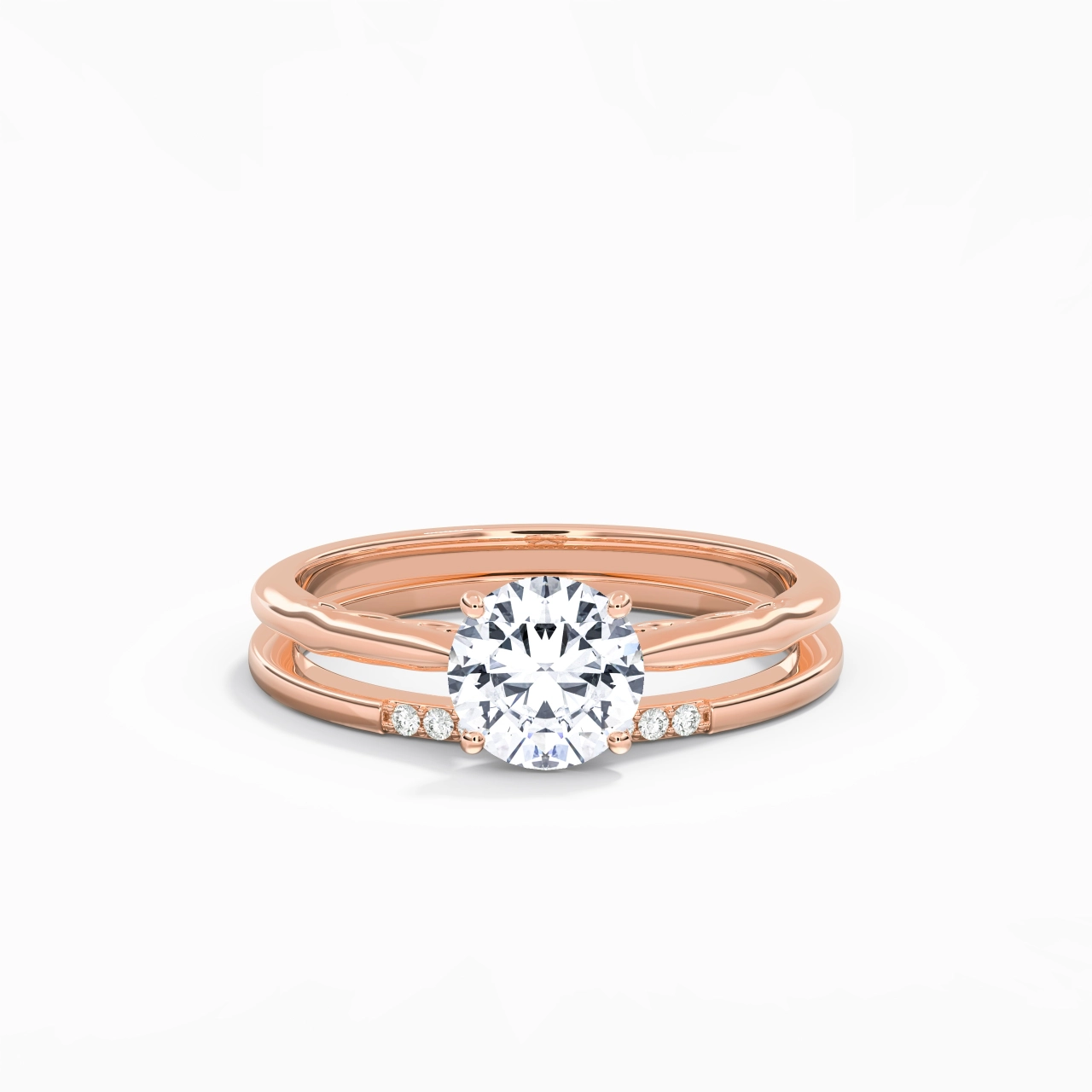 18K Rose Gold Moissanite Bridal Set