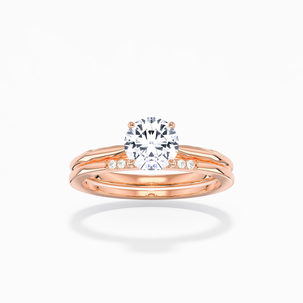 18K Rose Gold Moissanite Bridal Set