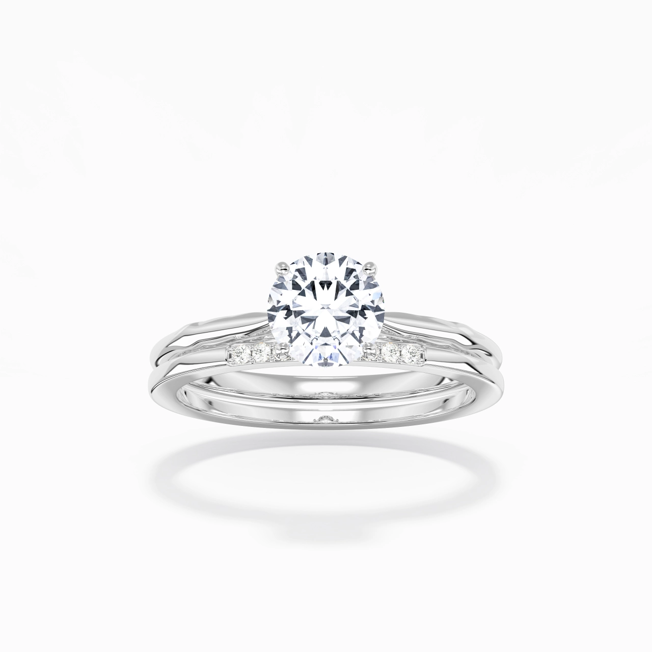 Or blanc 14 carats Moissanite Ensemble nuptial